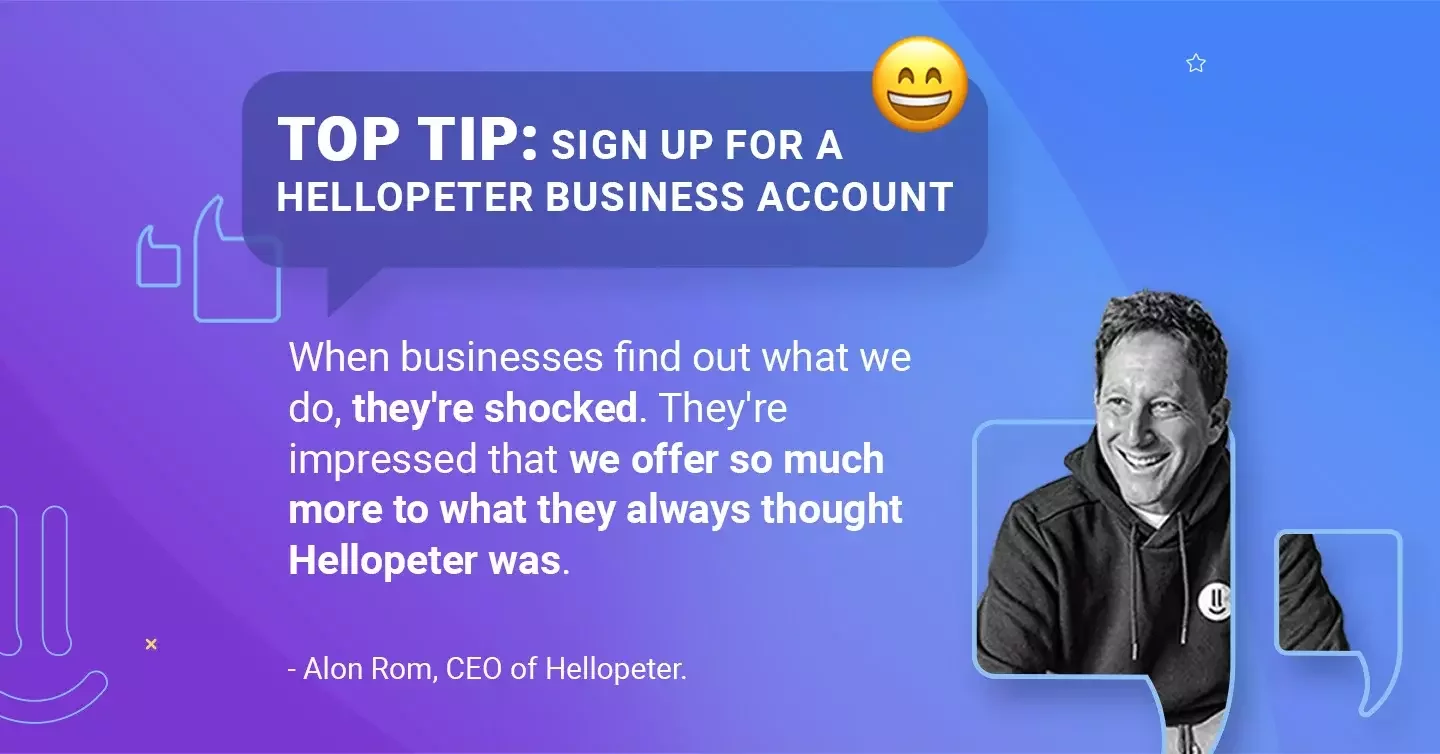 Sign up for a Hellopeter Business plan