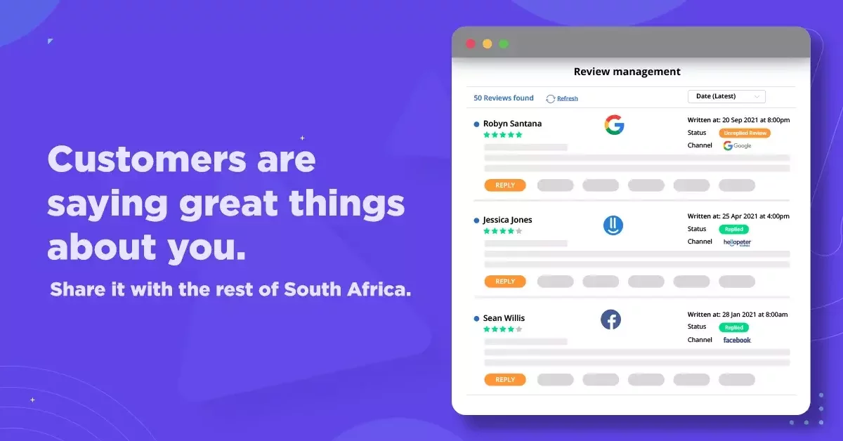 Customers are saying great things about you.