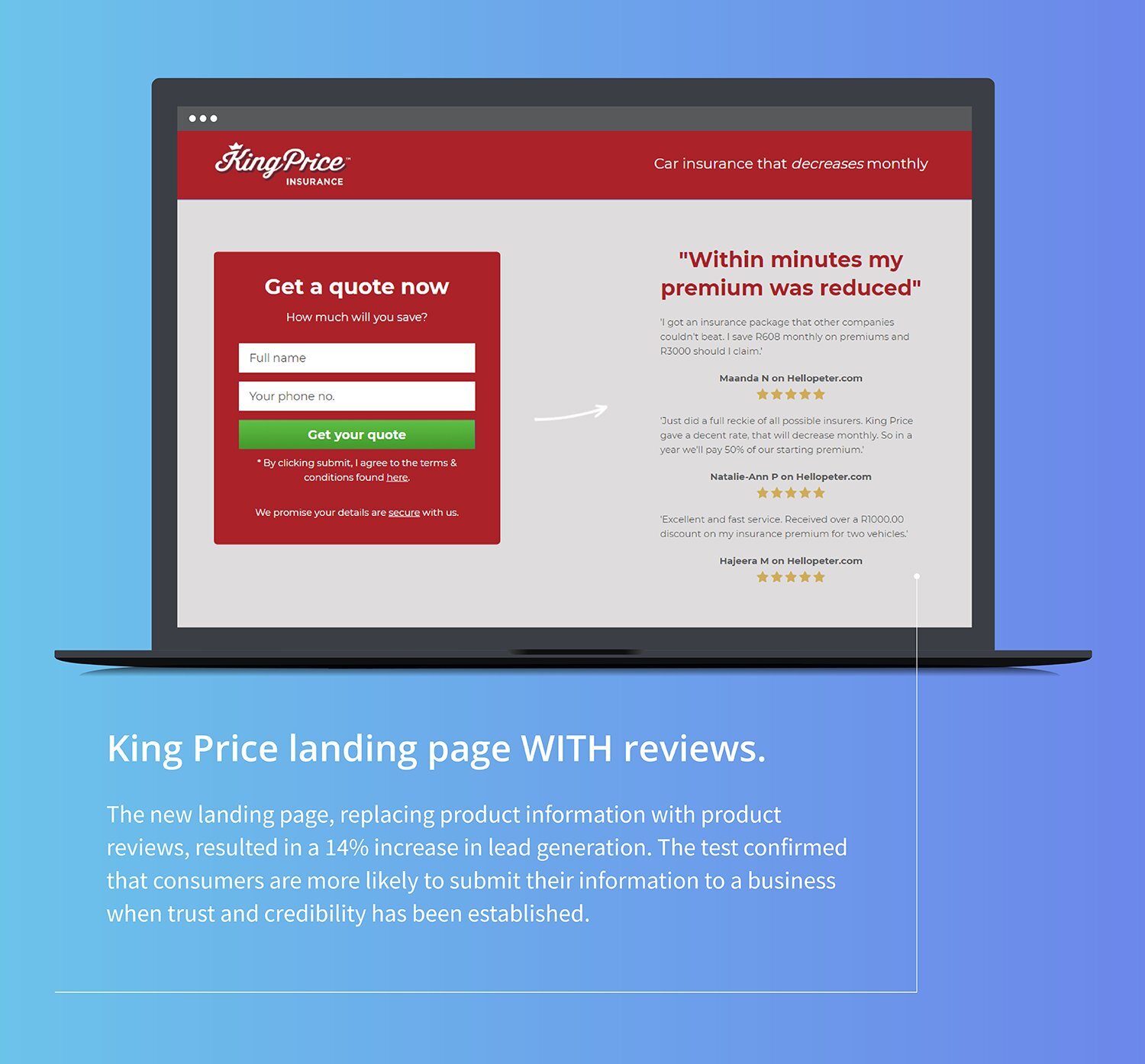 King Price: How reviews result in an increase in lead generation