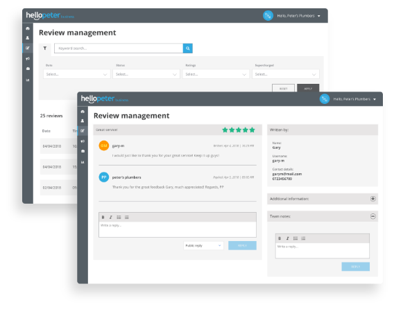 Manage reviews